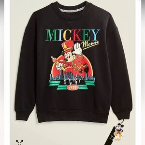 NWT UNISEX Disney Black Crewneck Sweater with Colorful Mickey Design size medium